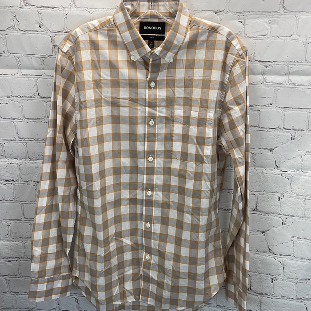 ⭐️NWT (98$) Bonobos slim fit Mens long sleeve button up shirt SZ SM